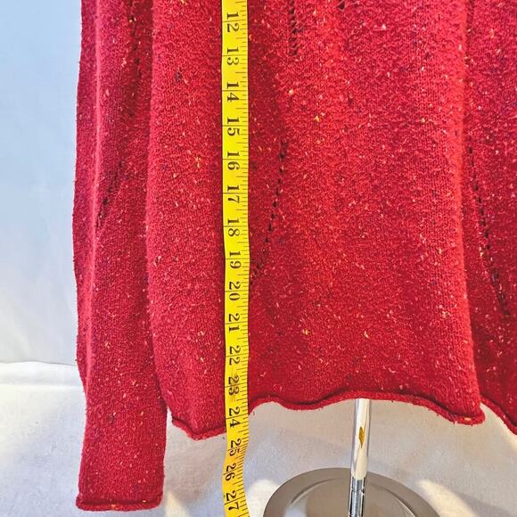J Jill Cabincore Turtleneck Mixed Tweed Knit Sweater Relaxed Cozy Boxy Red MED - Picture 7 of 9